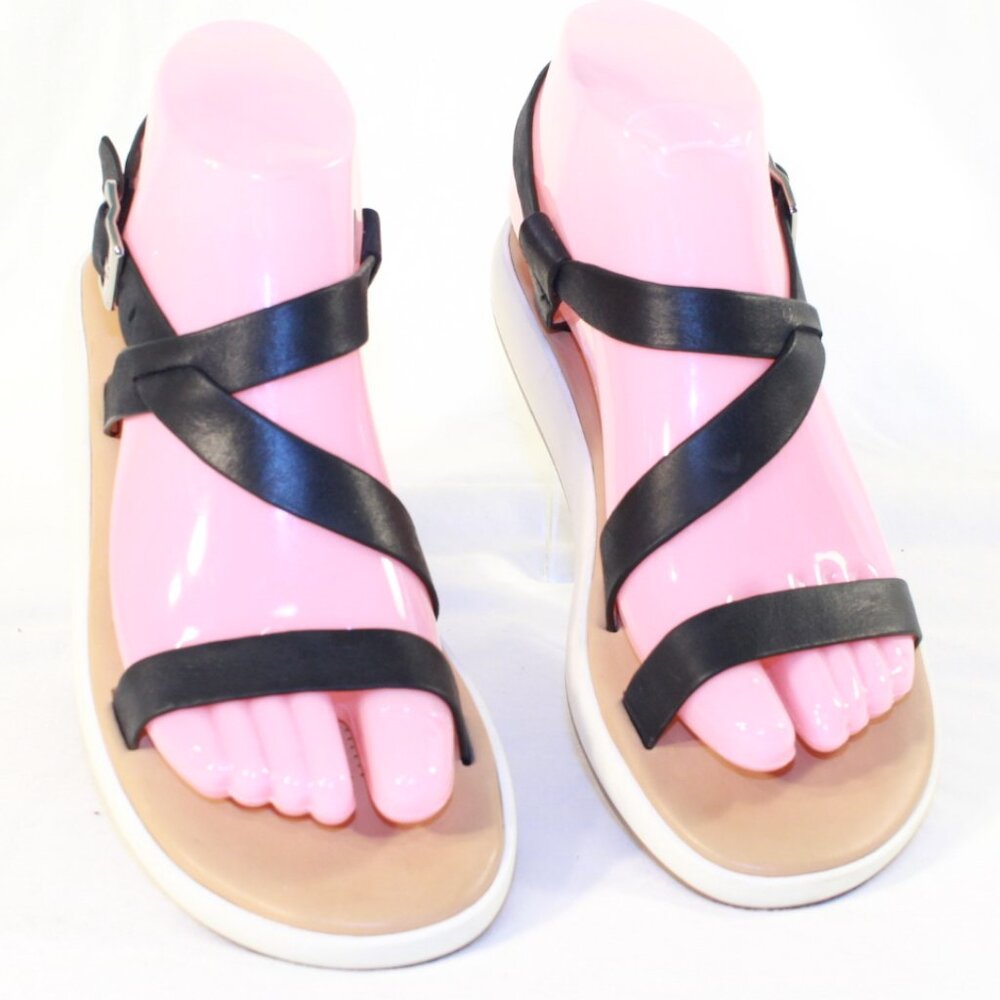 Corso Como Size 6.5M Black Leather CELANO Adjustable Ankle Strap Sandals